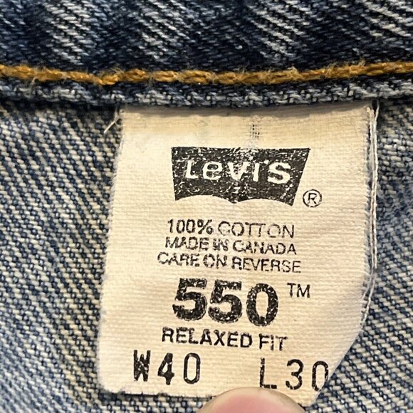 Men's Levis 550 Relaxed Fit Denim Jeans SZ 40x30 Blue Cotton VTG Red Tab - Picture 8 of 12